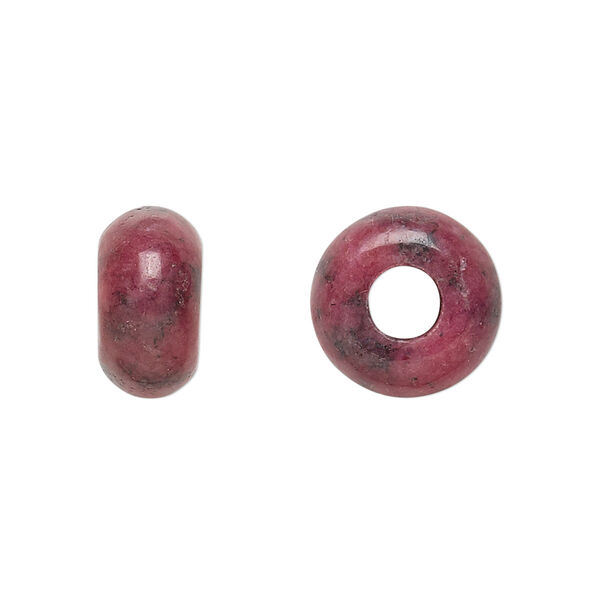 Bead, Dione®, rhodonite (natural), 14x8mm rondelle with 5mm hole, B grade, Mohs hardness 5-1/2 to 6-1/2. Sold individually. image number 0