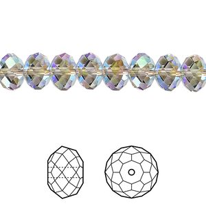 Bead 288pk black diamond shimmer 2X, Swarovski® 8x6mm rondelle 5040