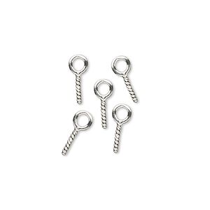 Screw eye, fine silver, 6mm peg with 4mm loop. Sold per pkg of 5.