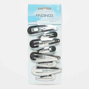 Hair clip, nickel-finished steel, 39x11mm and 58x16mm. Sold per pkg of 8.