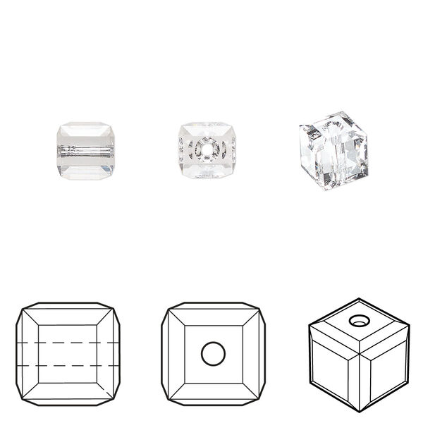 Bead 48pk crystal, Crystal Passions® 6mm cube 5601 image number 0