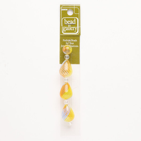 Bead 1pkg4 handblown glass, mixed shapes / line design, assortment translucent and transparent clear / multicolored image number 0