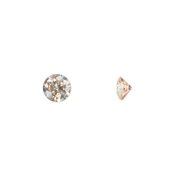 Gem, cubic zirconia, champagne, 6mm faceted round, Mohs hardness 8-1/2. Sold per pkg of 2. image number 0
