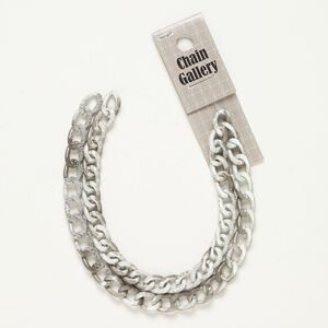 Chain anodized aluminum 1pk 9mm curb, grey white 18 inch