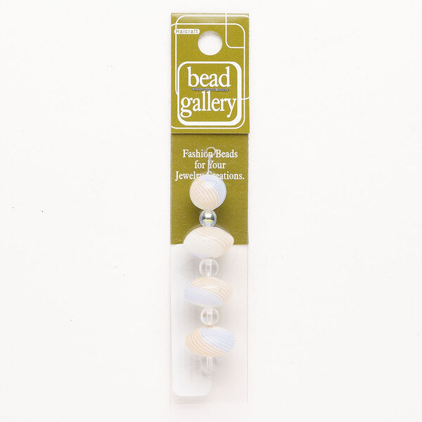 Bead 1pkg4 handblown glass, 12mm round / 17x11mm saucer, assortment translucent white / multicolored image number 0