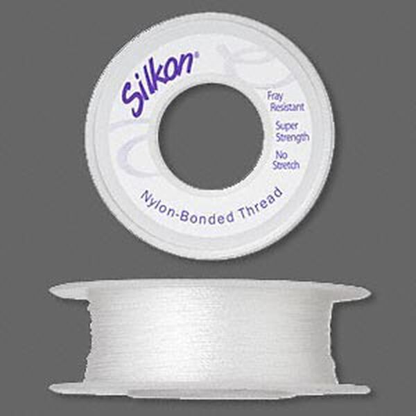 Thread, Silkon®, bonded nylon, lightweight #1, white. Sold per 100-yard spool. image number 0