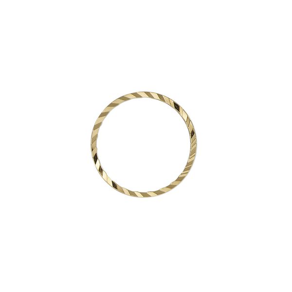 Component, gold-plated brass, 16mm single-sided diamond-cut open round, 1mm thick. Sold per pkg of 100. image number 0