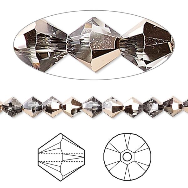 Bead 24pk crystal rose gold 18Kt gold plated, Crystal Passions® 5mm bicone 5328 image number 0