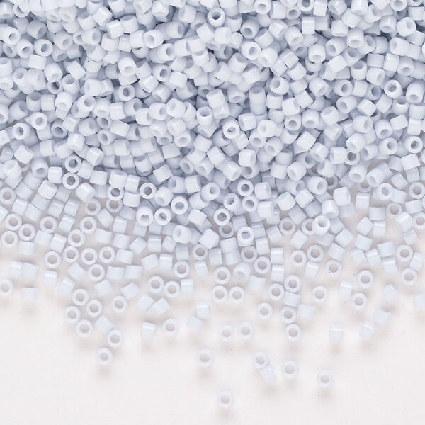 Seed bead, Delica®, glass, pkg/7.5g, #11 round, opaque glazed luster light grey (DB-0209-1). image number 0