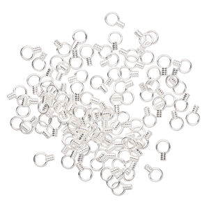 Crimp end 1pkg100 silver-plated, 2.5x1.5mm tube / loop, approx 0.5mm inside diameter, brass