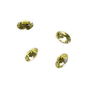 Fancy stone 4pk citrus green foil back, Crystal Passions® 8x6mm oval 4120