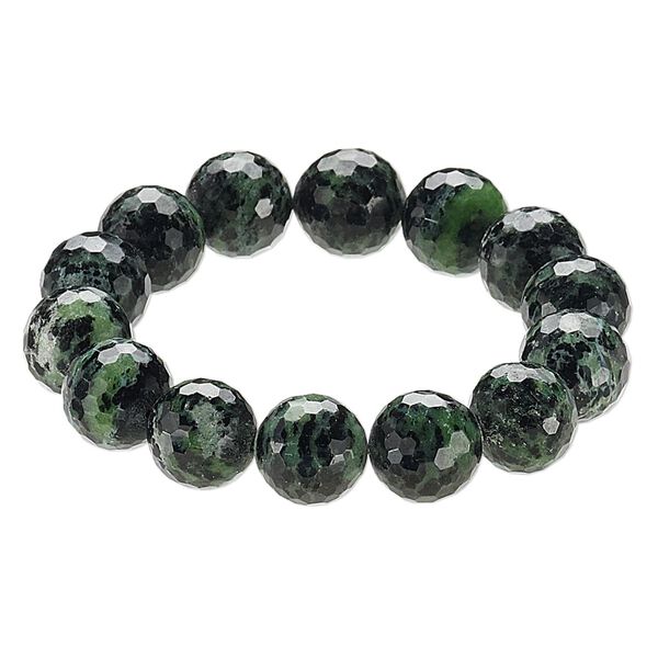 Ruby in zoisite 1pkg1, faceted round stretch bracelet natural 9 inch 15-16mm image number 0