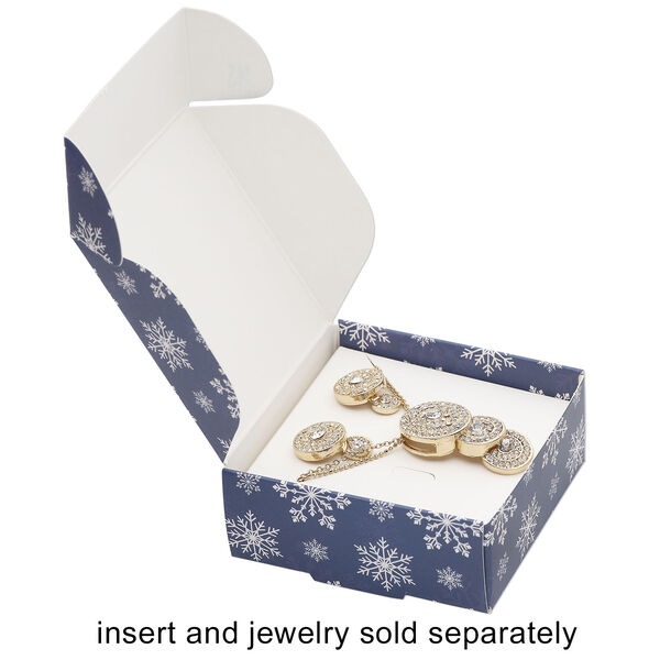 Box, paper, dark blue and white, 3x3x1-inch unassembled square with snowflake design. Sold per pkg of 10. image number 1