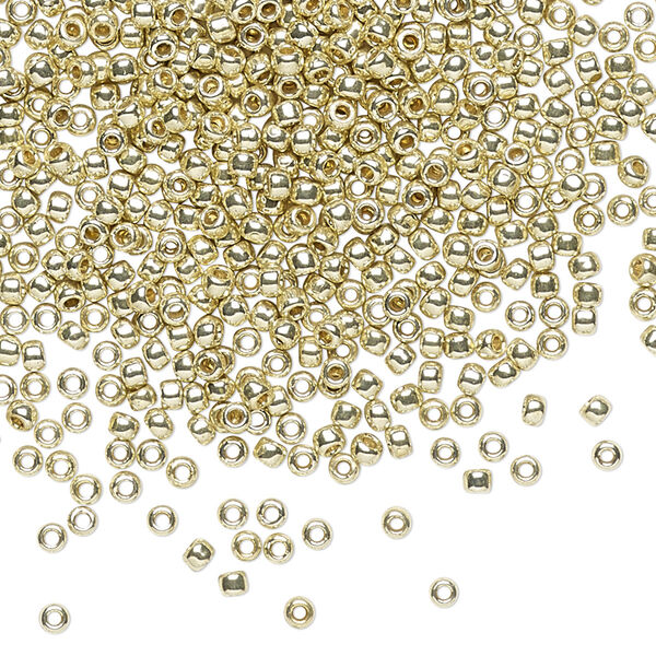 Seed bead, TOHO BEADS®, glass, pkg/250g, #11 round, opaque galvanized PermaFinish yellow gold (TR-11-PF559). image number 0