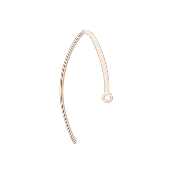 Ear wire, 14Kt rose gold-filled, 19mm flat marquise with closed loop, 18 gauge. Sold per pair. image number 0