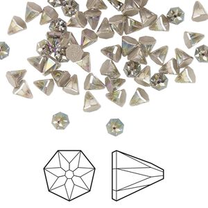 Flat back 144pk black diamond shimmer foil back, Swarovski® 4mm round spike 2019