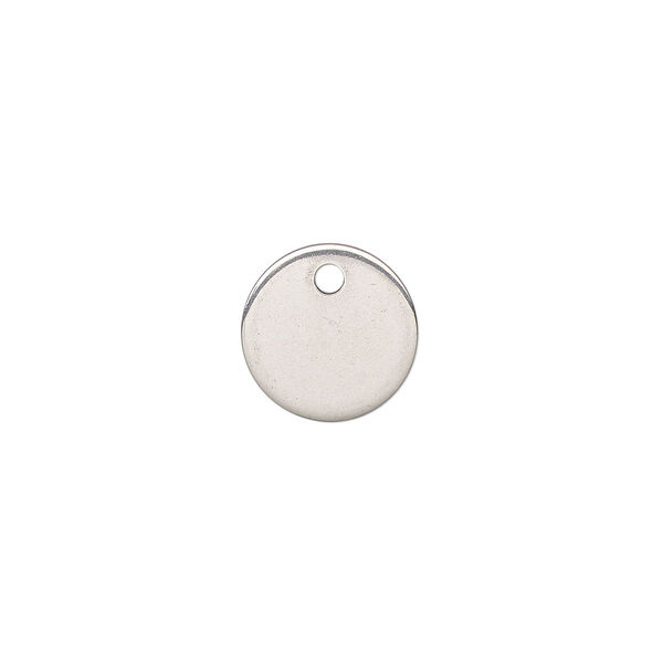 Drop, stainless steel, 10mm double-sided flat round blank. Sold per pkg of 10. image number 0