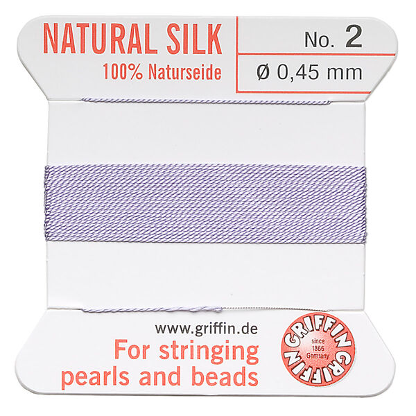 Thread, Griffin, silk, lilac, size #2. Sold per 2-meter card (approximately 78 inches). image number 0