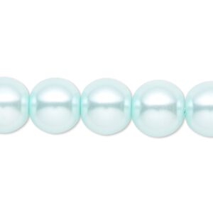 Bead, crystal pearl, light blue, 12mm round. Sold per 15-1/2" to 16" strand, approximately 30 beads.