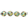 Bead, glass 1pkg4, lime green / black / gold, 12mm hand-painted faceted round. image number 1