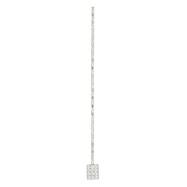 Paddle pin, cubic zirconia and rhodium-plated sterling silver, clear, 2-inch diamond-cut twisted with 5x4mm rectangle, 22 gauge. Sold individually. image number 0