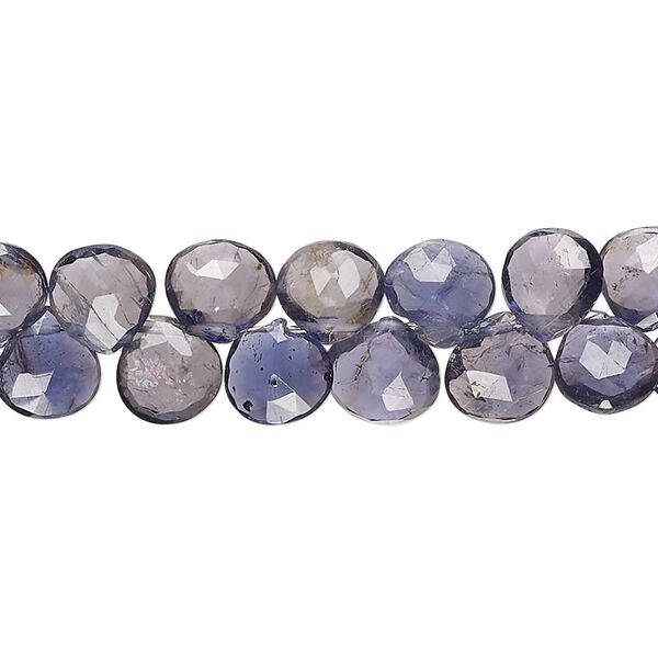 Iolite 1pkg1, hand-cut top-drilled faceted puffed teardrop bead natural 8 inch 6x6mm-8x7mm image number 0