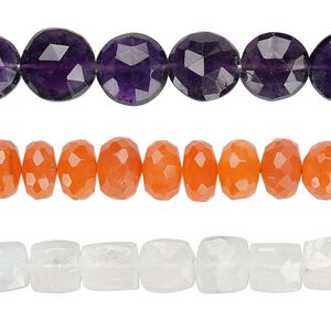 Multi-gemstone 1pkg3, hand-cut mixed shape bead 10 inch mix 4x3mm-10x10mm