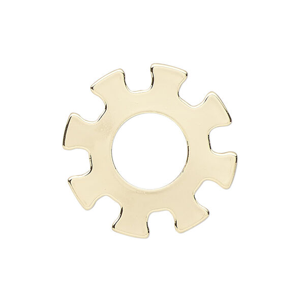 Component, gold-finished steel, 25mm gear with 10.5mm center hole. Sold per pkg of 6. image number 0