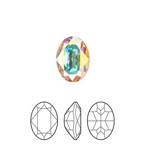Fancy stone 144pk crystal AB foil back, Preciosa MAXIMA Czech crystal rhinestone 14x10mm oval