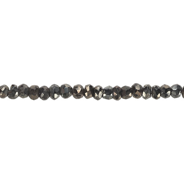 Black spinel 1pkg1, hand-cut faceted rondelle bead dark gold gunmetal rainbow 13 inch 3x2mm-4x3mm image number 0