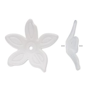 Component, acrylic, frosted clear, 25x5mm flower. Sold per pkg of 50.