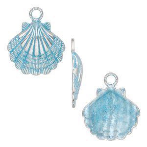 Focal, antique silver-finished pewter (tin-based alloy), blue patina, 30.5.29mm single-sided shell. Sold per pkg of 4.