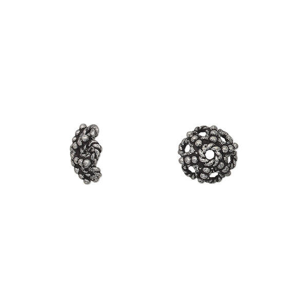 Bead cap, antique silver-plated brass, 8x4mm beaded round star, fits 6-8mm bead. Sold per pkg of 20. image number 0