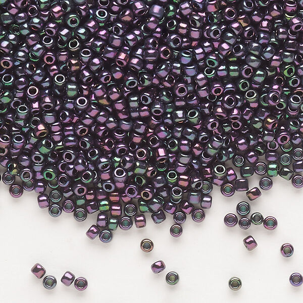 Seed bead, Dyna-Mites™, glass, pkg/40g, #11 round, opaque iris peacock, (90401 11/0 RR). image number 0