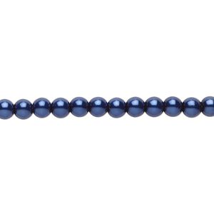 Bead, Czech pearl-coated glass druk, dark blue, 4mm round. Sold per 15-1/2" to 16" strand.