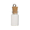 Component, glass / cork / nickel-finished steel, clear, 22x11mm bottle with stopper and screw eye. Sold per pkg of 100. image number 1