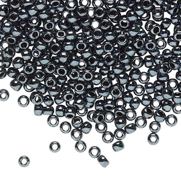 Seed bead, TOHO BEADS®, glass, pkg/50g, #8 round, opaque metallic hematite (TR-08-81). image number 0