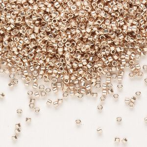 Seed bead, Delica®, glass, pkg/50g, #11 round, opaque galvanized champagne (DB-0433).