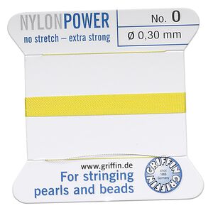Thread, Griffin, nylon, yellow, size #0. Sold per 2-meter card (approximately 78 inches).