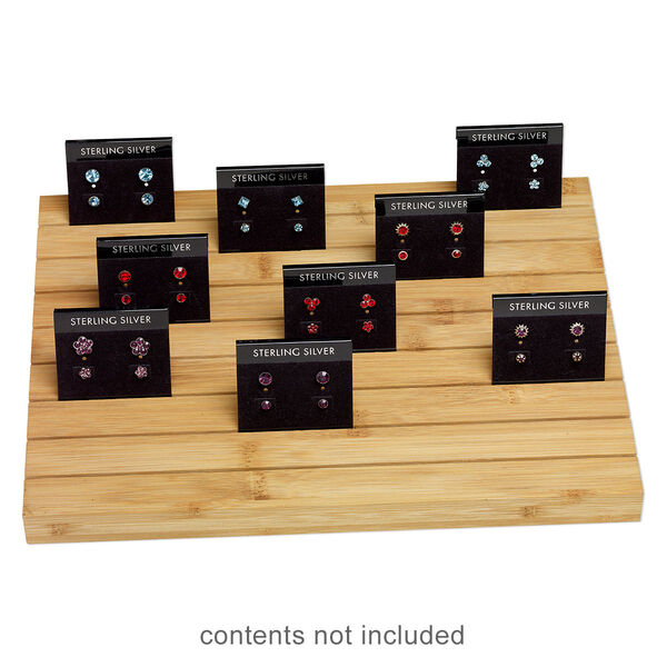 Display, earring card holder, bamboo, 2 x 10-5/8 x 8-1/4 inch inclined. Sold individually. image number 0