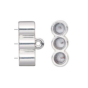 Cord end, glue-in, silver-finished "pewter" (zinc-based alloy), 22x8mm 3-strand barrel, 5.5mm inside diameter. Sold per pkg of 2.