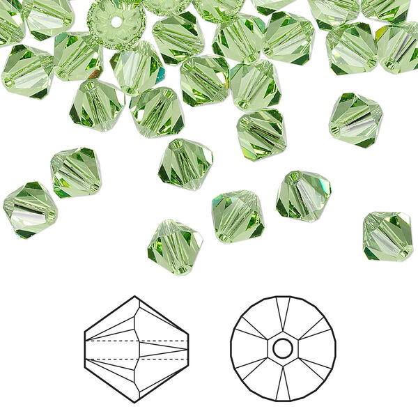 Bead 360pk peridot, Swarovski® 6mm XILION bicone 5328 image number 0