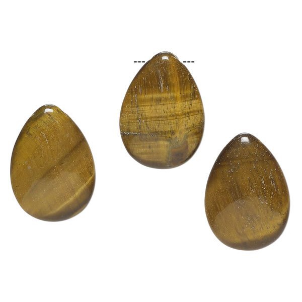 Tigereye 1pkg3, top-drilled puffed teardrop bead natural, 29x20mm-30x22mm image number 1