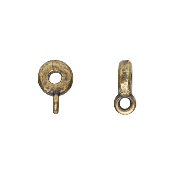 Bead, TierraCast®, "Soulful Spirit" collection, antique brass-plated pewter (tin-based alloy), 8x3mm hammered rondelle with closed loop. Sold per pkg of 4. image number 0