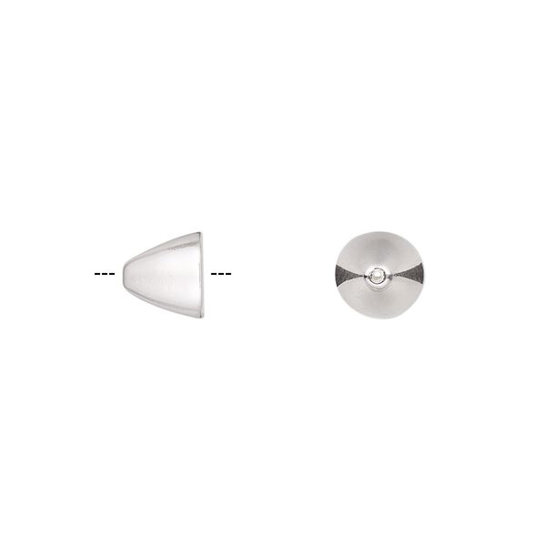 Bead cap, sterling silver, 7x6mm cone, fits 5-7mm bead. Sold per pkg of 4. image number 0