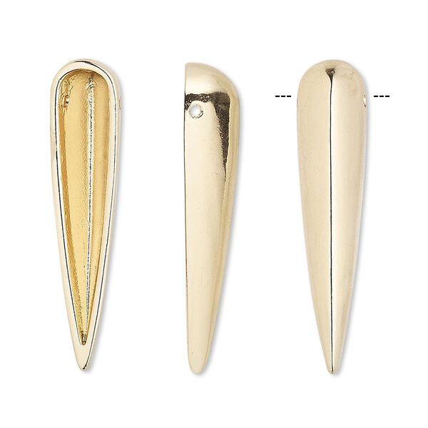 Focal, gold-finished "pewter" (zinc-based alloy), 32x7mm single-sided hollow spike. Sold per pkg of 6. image number 0