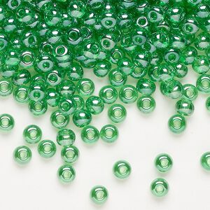 Seed bead, Preciosa Ornela Czech glass, pkg/500g, #6 rocaille, translucent luster light green, (56100).