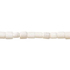 Bead, cat's eye glass (fiber optic glass), light peach, 5x4mm-6x5mm round tube. Sold per 15-inch strand.