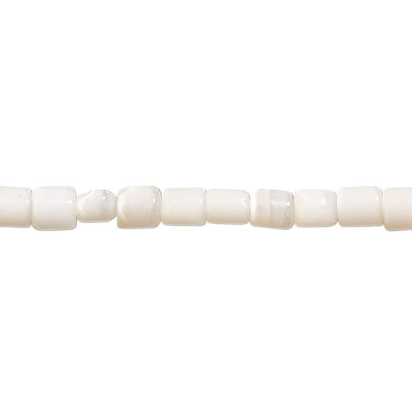 Bead, cat's eye glass (fiber optic glass), light peach, 5x4mm-6x5mm round tube. Sold per 15-inch strand. image number 0
