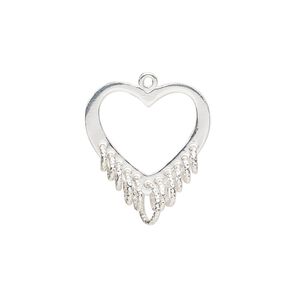Drop, sterling silver, 21x18mm single-sided open heart with 11 diamond-cut closed loops. Sold individually.